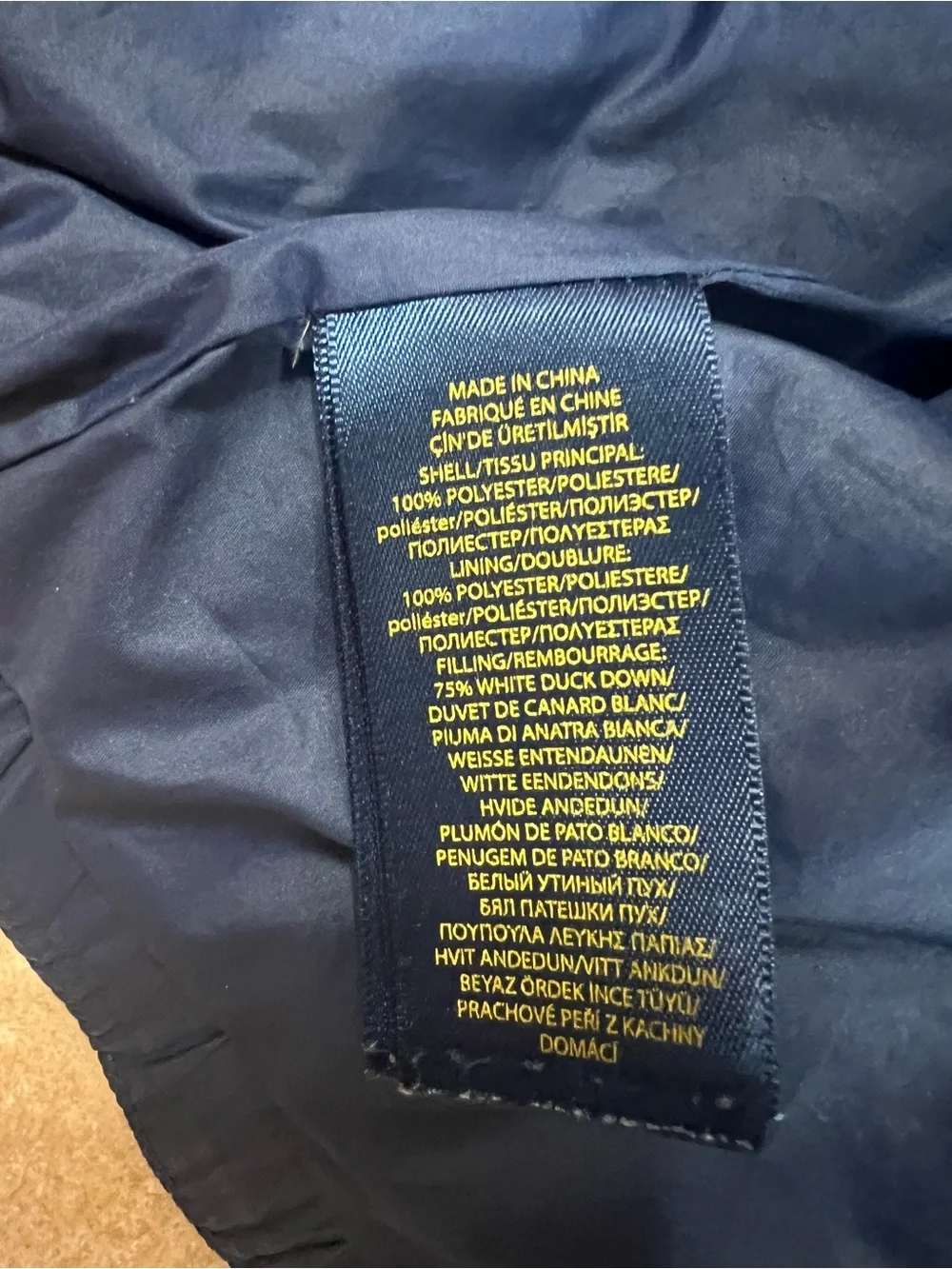 Polo Ralph Lauren Jacket Kids size 7 Blue Duck Down Puffer Coat Detachable Hood